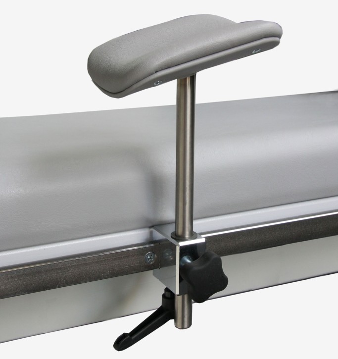 Armauflage, flach, grau, mit Halterung  für ergoselect 1200 Liege-Ergometer