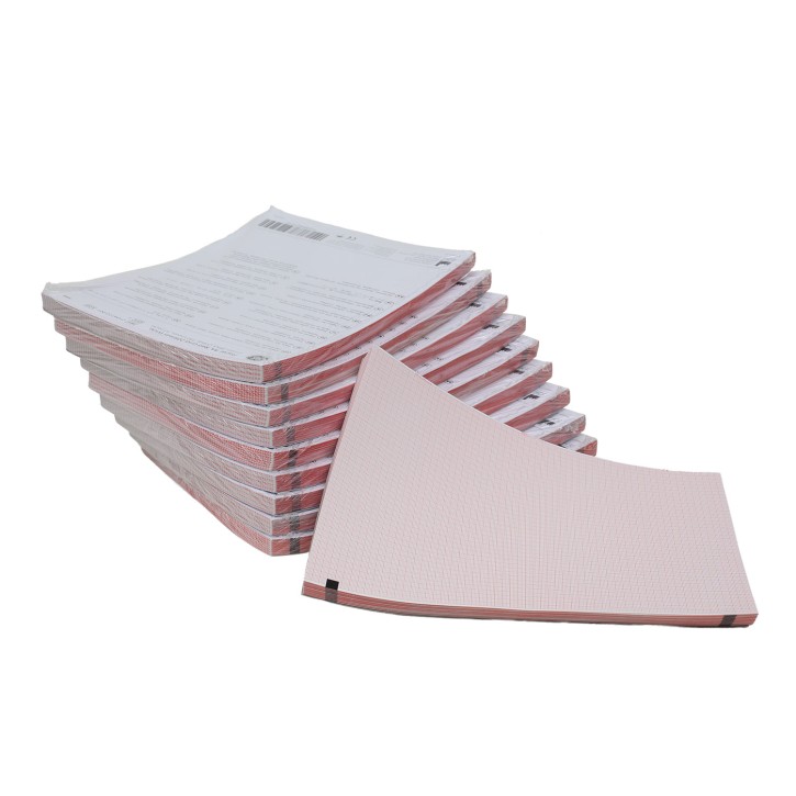 ECG paper DIN A4, MAC series (10 folded sheets of 150 sheets) 210mm x 44.25m