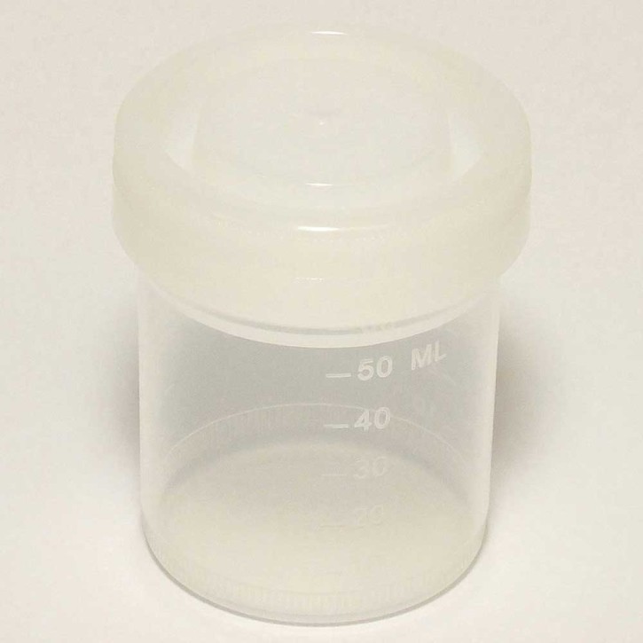 60-ml-Probenbehälter, weißer Deckel, ohne Etikett, steril (500 St.)