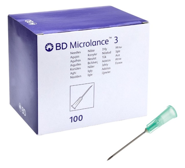 BD Microlance™ 3 Kanüle, 21 G 1, 0,8 x 25 mm, grün (100 Stck)