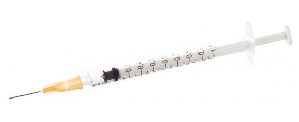 BD Plastipak™ kleinvol.Spritze, 1 ml, 0,01 ml Grad., 25 G 5/8, 0,5 x 16 mm (120 Stck)  orange, Zylinder & Kolben aus PP, aufges. Kanüle