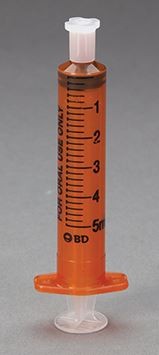BD™ Oralspritze, mit Verschlusskappe, 5 ml, grad. 0,2 ml, zentrisch (500 Stck) , latexfrei