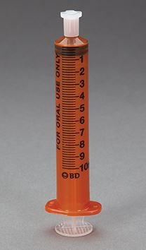 BD™ Oralspritze, mit Verschlusskappe, 10 ml, grad. 0,2 ml, zentrisch (100 Stck) , latexfrei