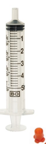 BD™ Oralspritze, mit Verschlusskappe, 5 ml, grad. 0,2 ml, zentrisch (500 Stck) , latexfrei