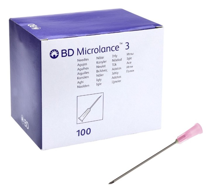 BD Microlance™ 3 Kanüle, 18 G 2, mit Kurzschliff, 1,2 x 50 mm, rosa (100 Stck) , Dünnwand-Aufziehkanüle