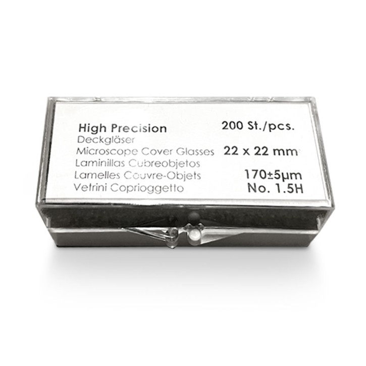Präzisionsdeckgläser (22 x 22 mm; 1000 Stck) Stärke 1,5 (170 μm ± 5 μm), Borosilikat-Glas