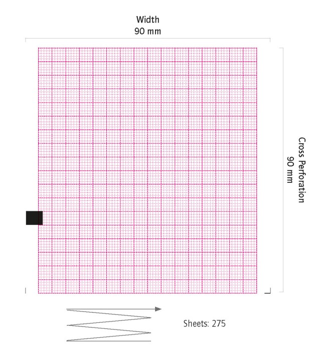 EKG-Papier für Schiller Cardiovit AT1 (10 Blöcke) (90mm x 36m, Faltbuch)