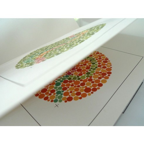 10 Farbtafeln nach Ishihara mit Symbolen für die Testung von Kinder oder Analphabeten