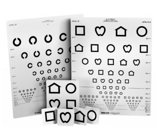 LEA Ferntafel mit Symbolen und Landoltringen (zweiseitig) 43 cm x 53,4 cm
