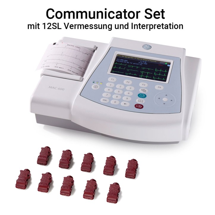 MAC 600 Communicator Set-IEC mit Mehrwegelektroden - Ruhe-EKG mit 12SL Vermessung und Interpretation