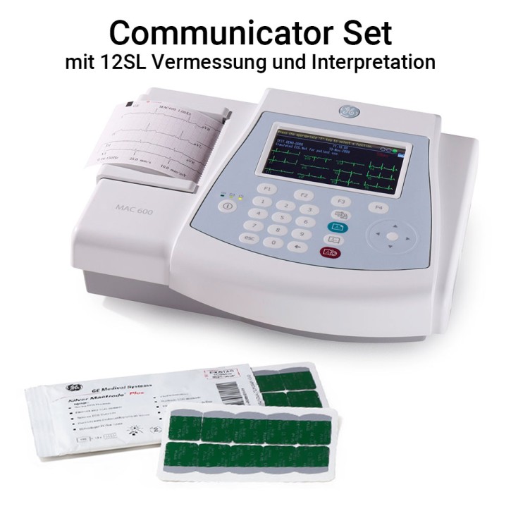 MAC 600 Communicator Set-IEC mit Einwegelektroden - Ruhe-EKG mit 12SL Vermessung und Interpretation