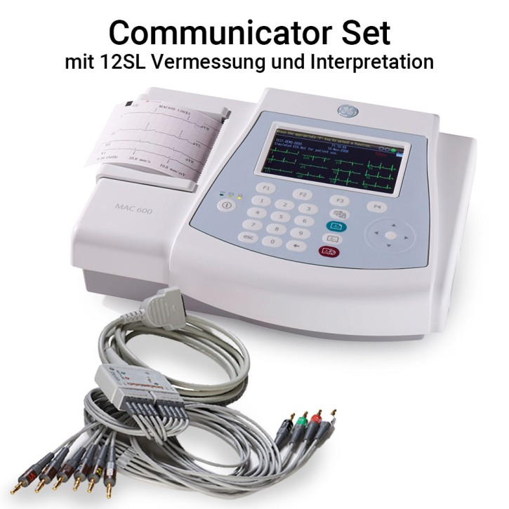 MAC 600 Communicator Set-IEC mit Multilinkkabel - Ruhe-EKG mit 12SL Vermessung und Interpretation