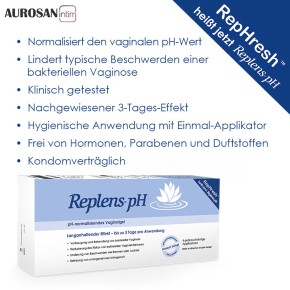Replens™ pH Vaginal gel, pH-lowering  (9 appl.) against infections of the vagina