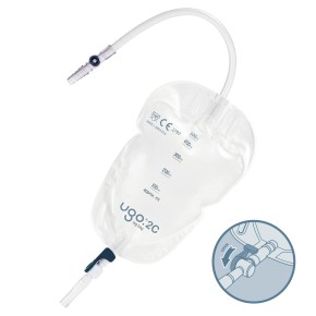 Ugo 2C, Beinbeutel 500ml, 25cm, Schwenkh (10 Stck) steril, Schlauch 25 cm, mit Textilbeschichtung